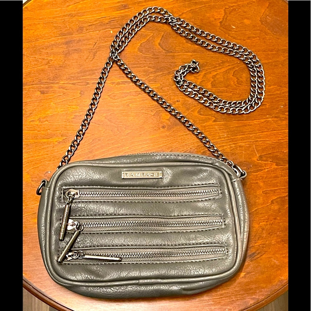 Gray multi zipper crossbody bag